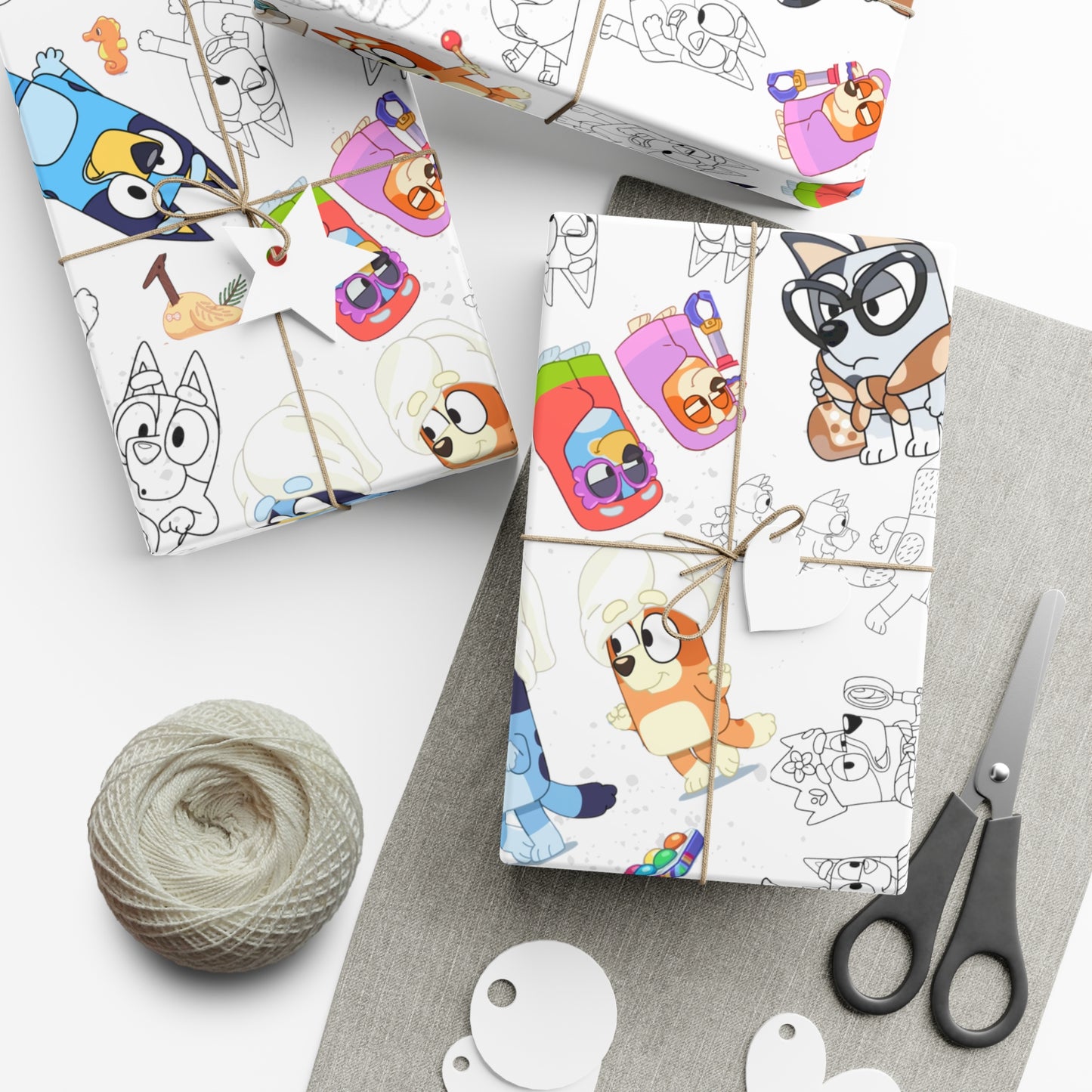 Bluey and Bingo Gift Wrap Papers, Bluey and Bingo Birthday Present Wrap, Bluey and Bingo Christmas Wrapping Paper