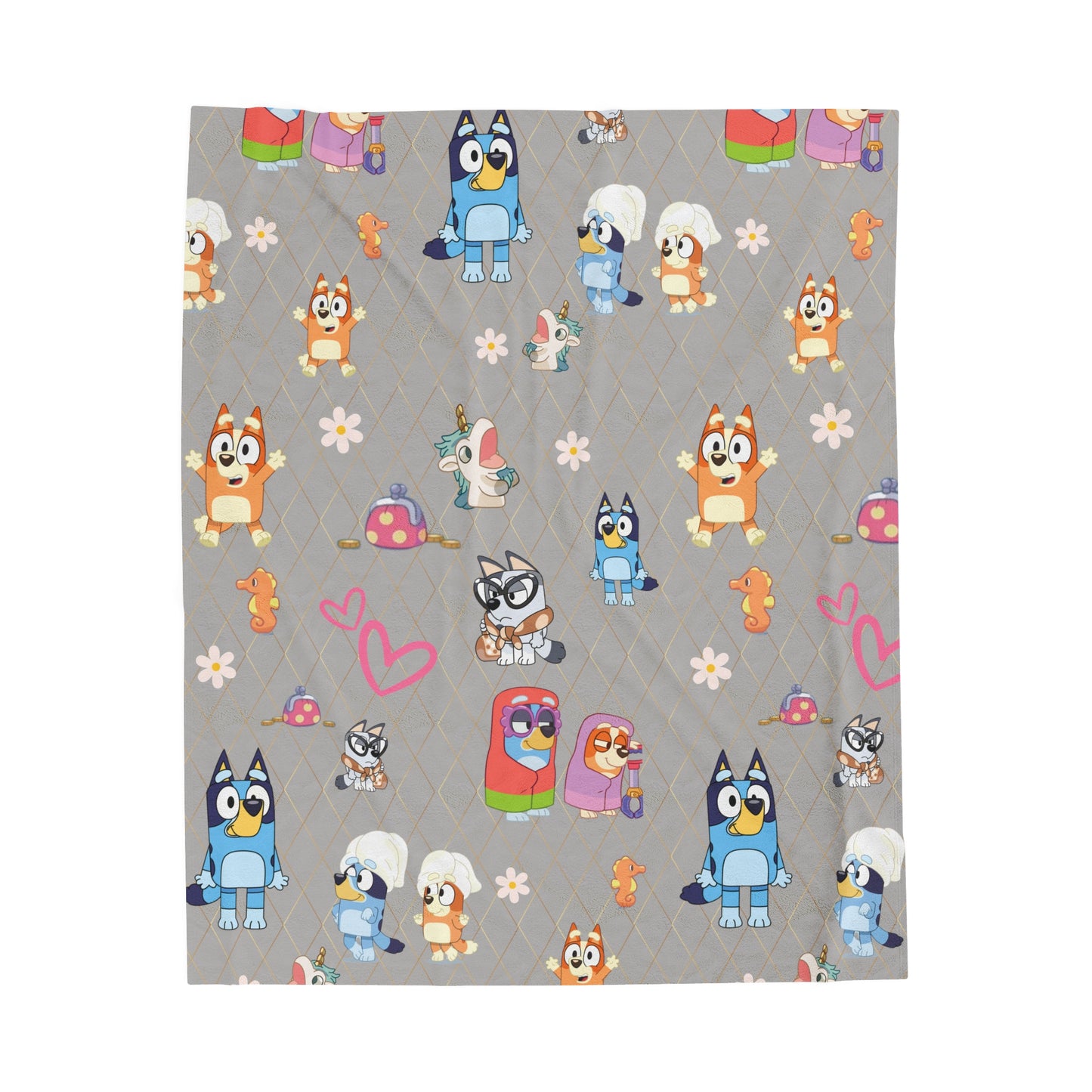 Bluey Bingo Velveteen Plush Blanket, Bluey Baby Blanket, Bluey Kids Blanket, Bluey Grannies Blanket