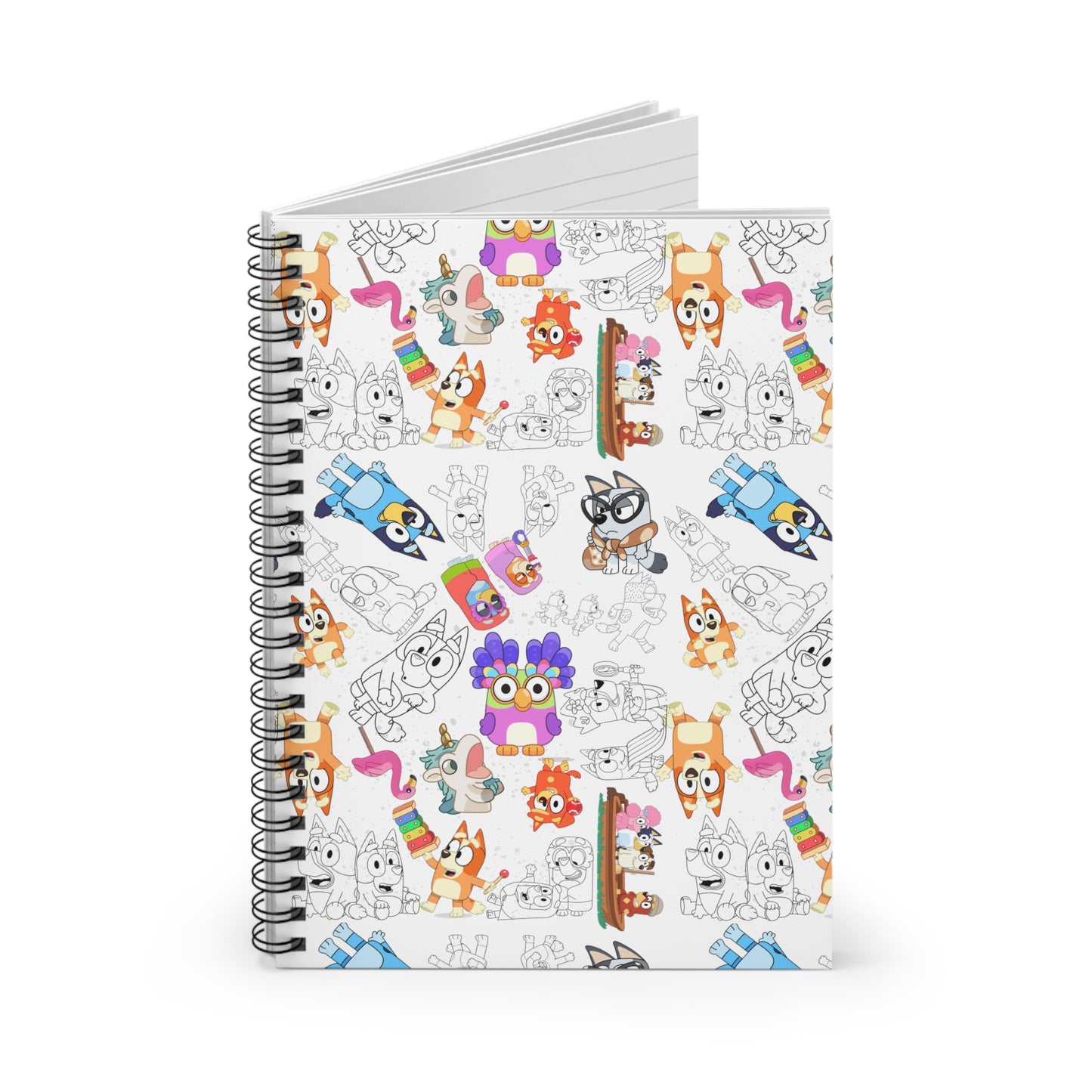 Bluey and Bingo Back To School, Janet and Rita School Supply, Bluey Themed Spiral Notebook - Ruled Line