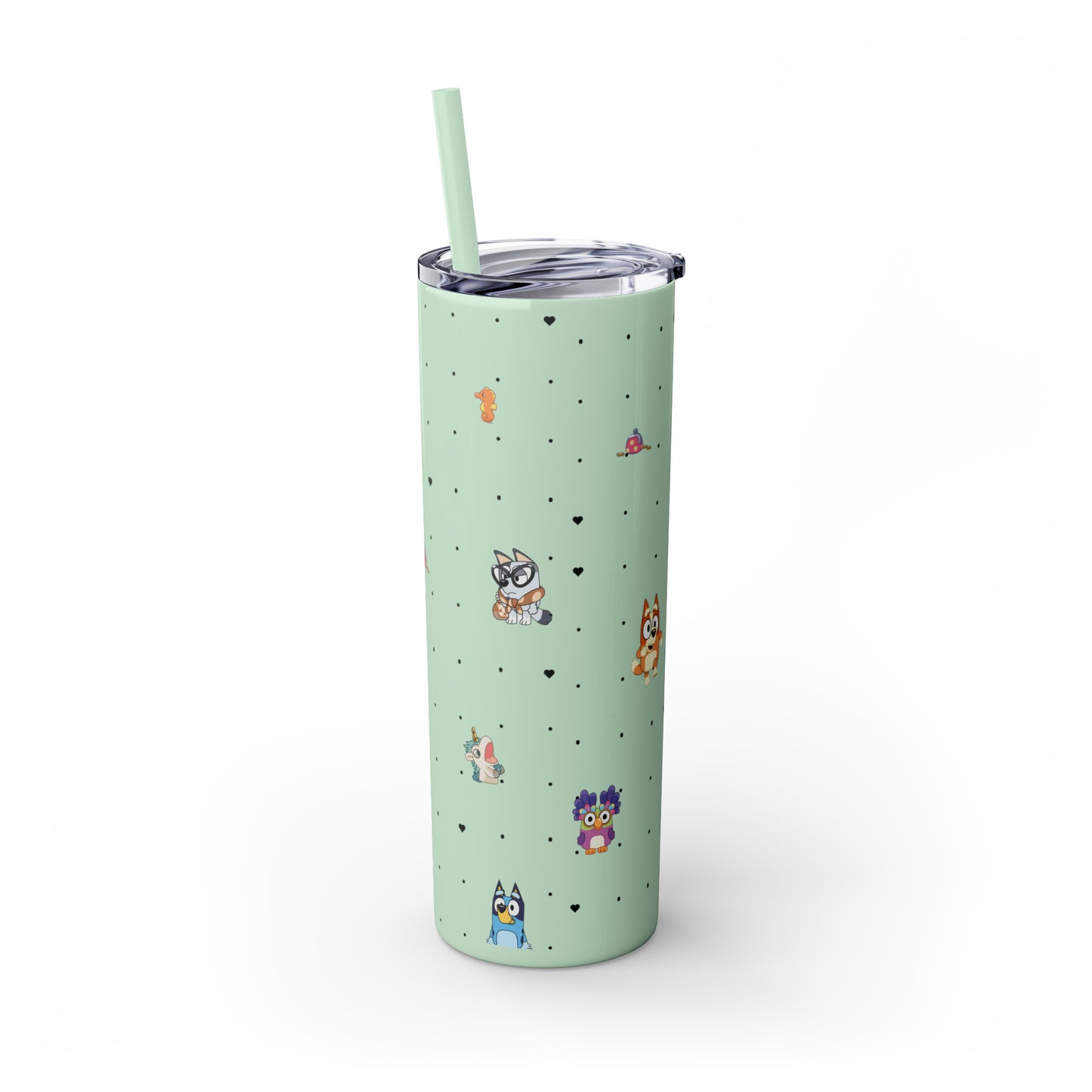 Chicc Bluey and Bingo Skinny Tumbler with Straw, 20oz, Bluey Tumbler, Bluey Water bottle, Bluey and Bingo To Go Cup