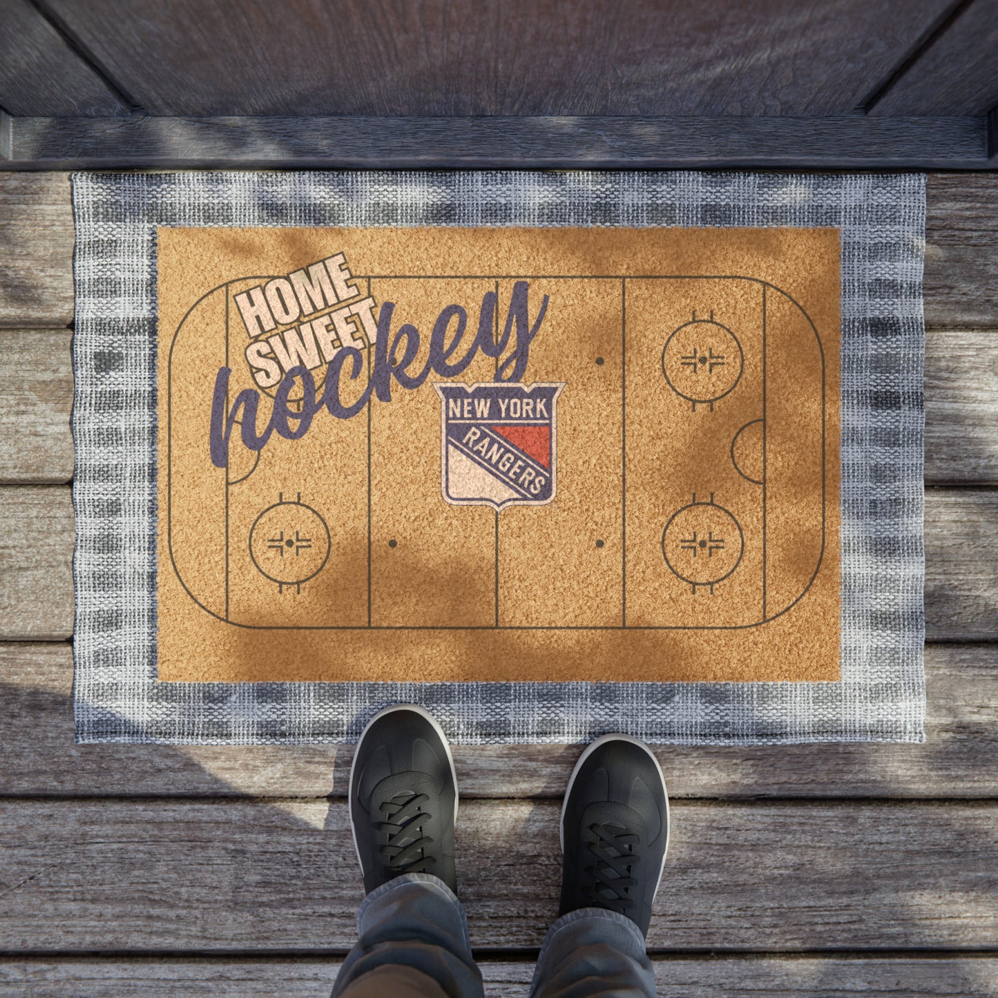 Home Sweet Hockey Doormat / Welcome Mat / NY Rangers Doormat / Rangers Doormat / Gift for Friend / Gift for Family