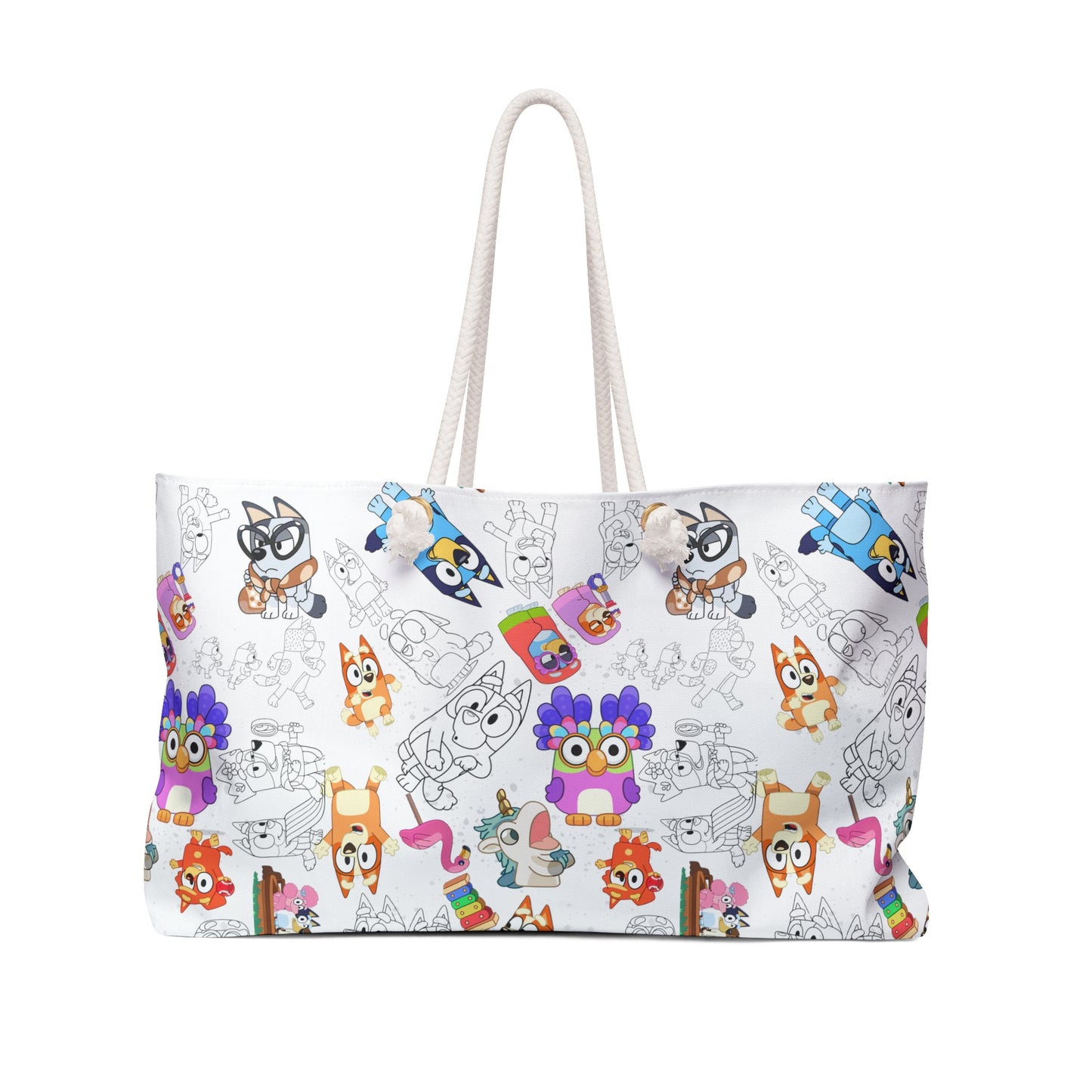 Bluey Weekender Bag, Bluey and Bingo Themed Tote, Bluey Bag, Bingo Overnighter, Bingo and Bluey Shoulder Bag