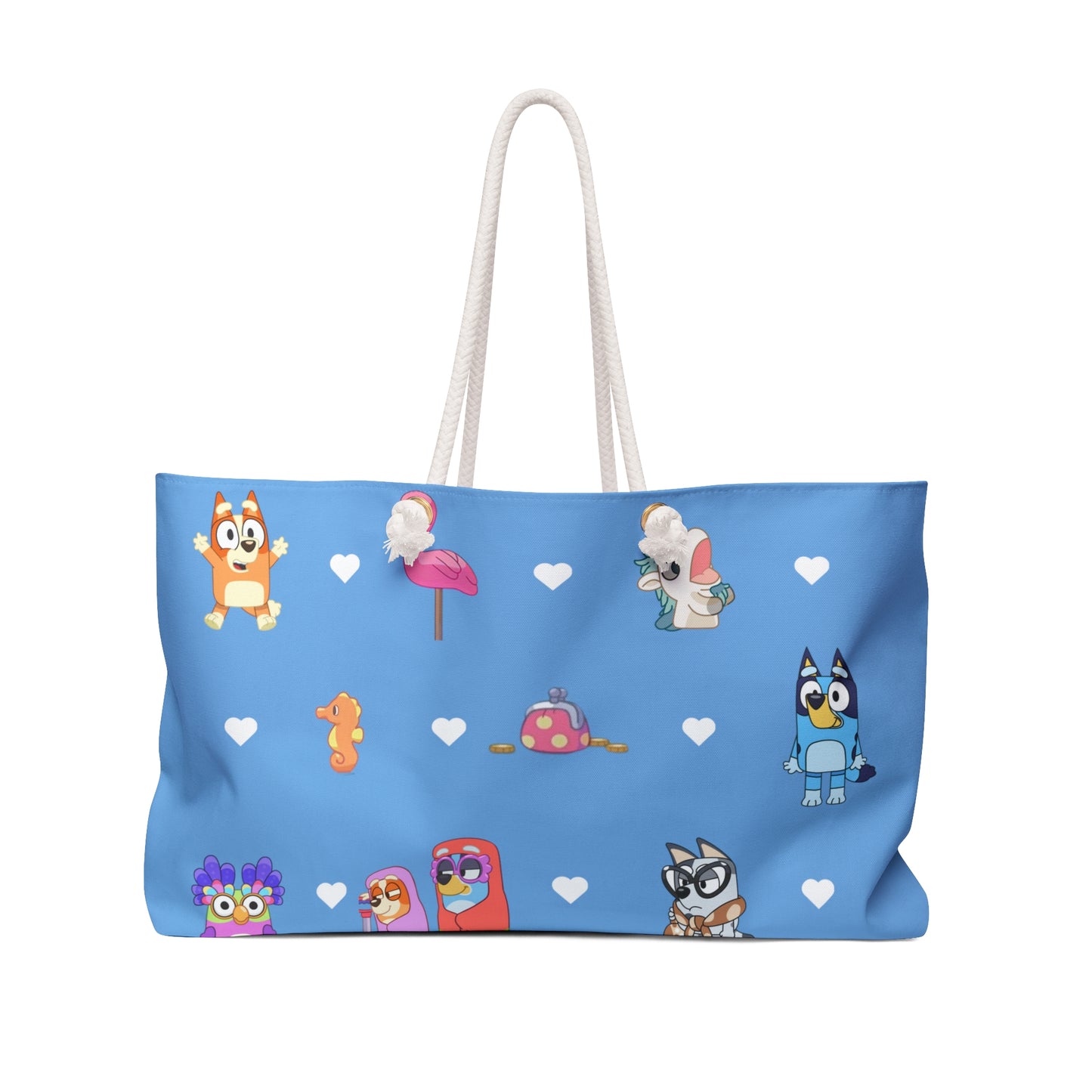 Bluey Heeler Weekender Bag, Bluey and Bingo Themed Tote, Bluey Bag, Bingo Overnighter, Bingo and Bluey Shoulder Bag