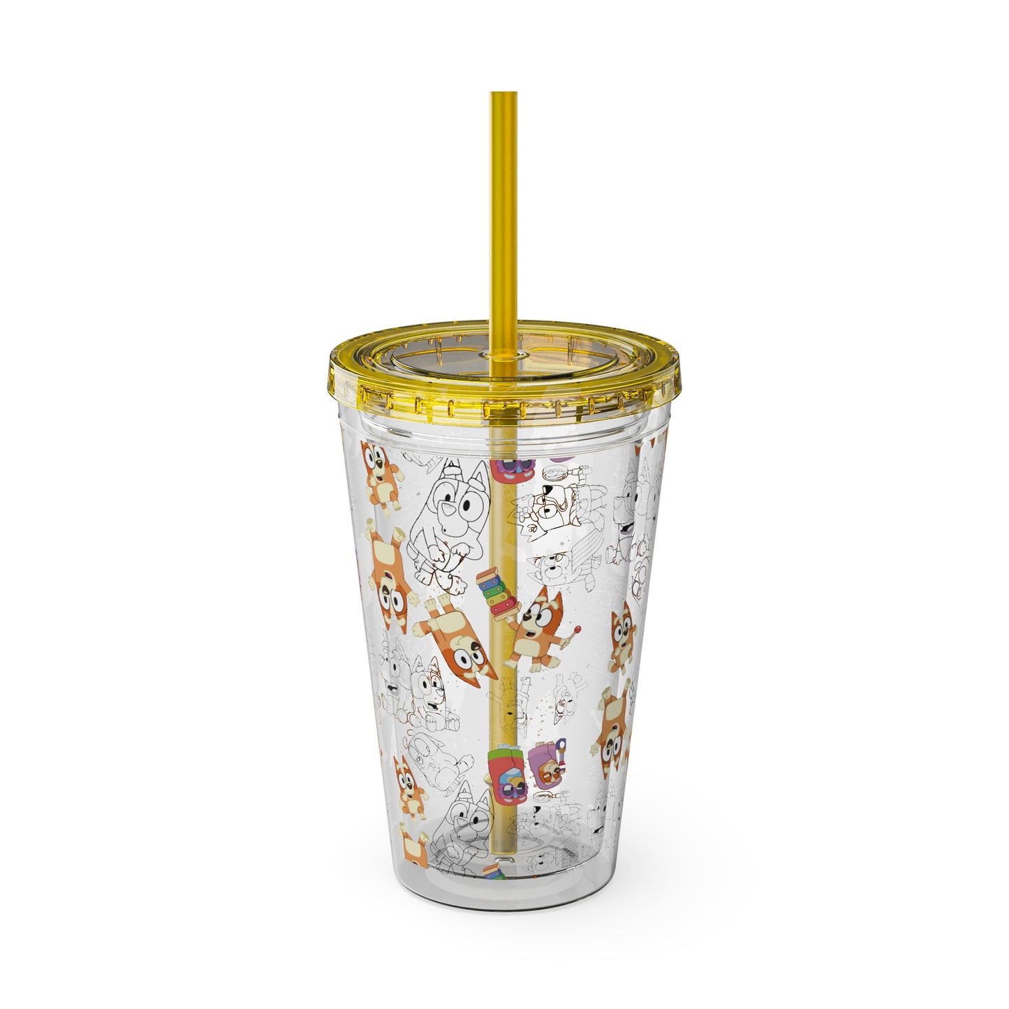 Bingo Sunsplash Tumbler with Straw, 16oz, Bluey Kids Cup, Bingo Kids Tumbler, Bingo Summer Cup, Bluey Summer Tumbler