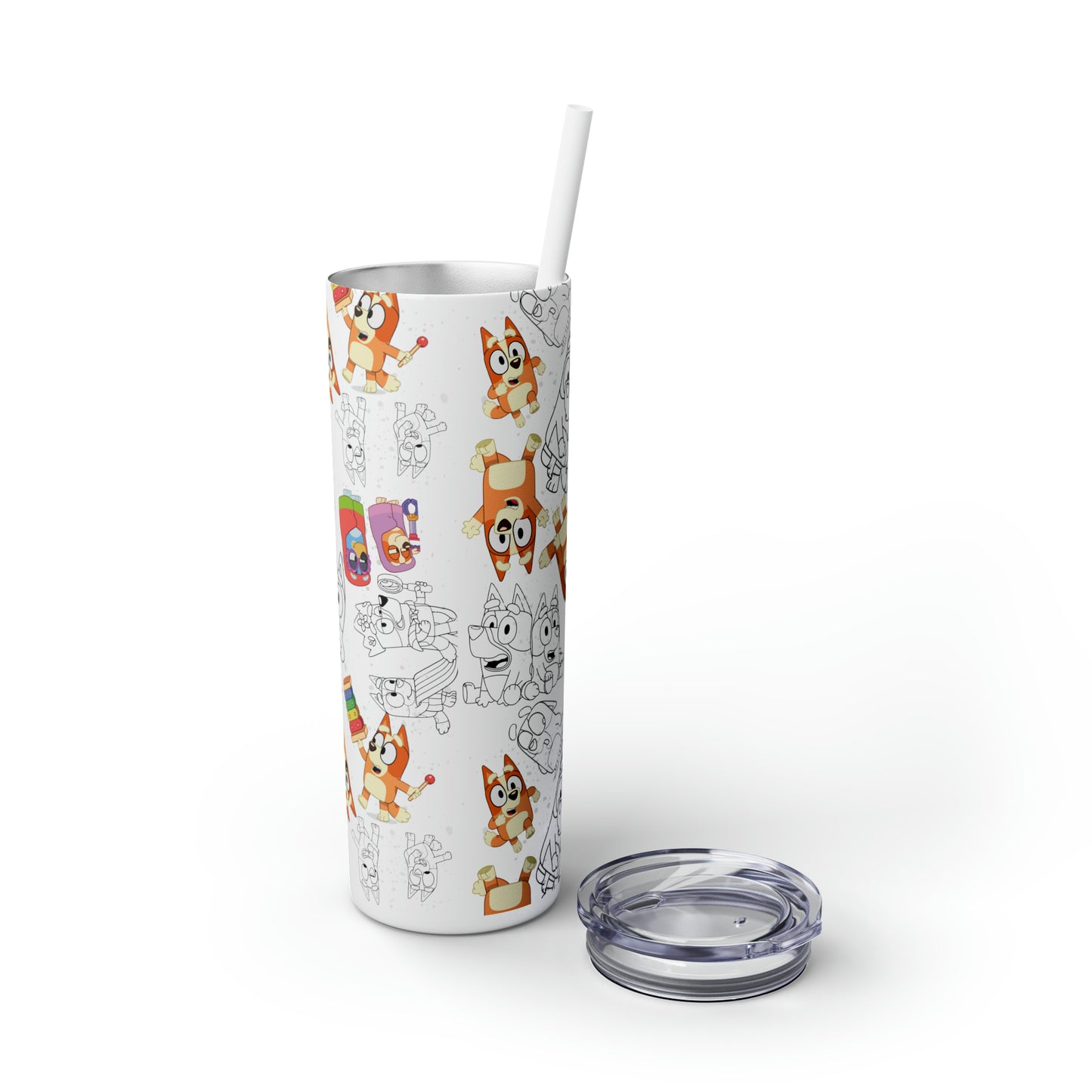 Bluey and Bingo Skinny Tumbler with Straw, 20oz, Bluey Tumbler, Bluey Water bottle, Bluey and Bingo To Go Cup