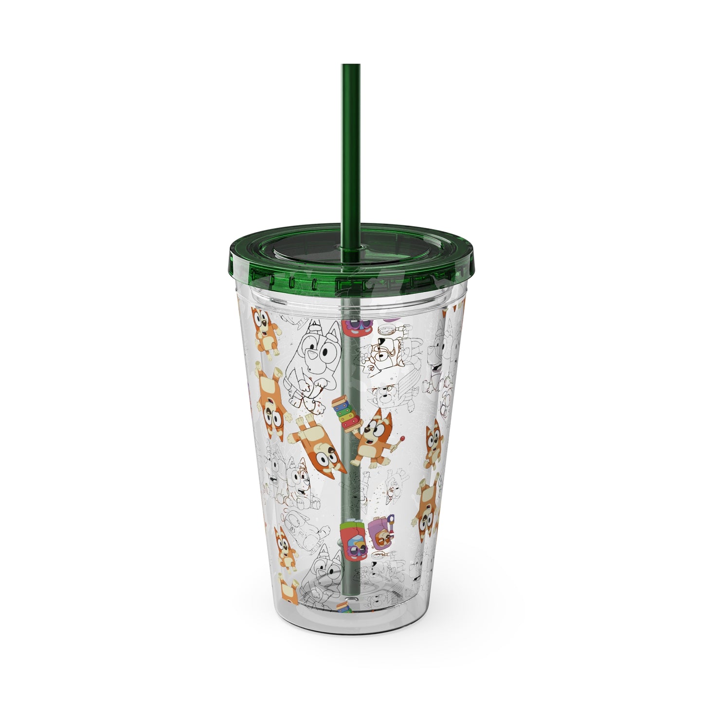 Bingo Sunsplash Tumbler with Straw, 16oz, Bluey Kids Cup, Bingo Kids Tumbler, Bingo Summer Cup, Bluey Summer Tumbler