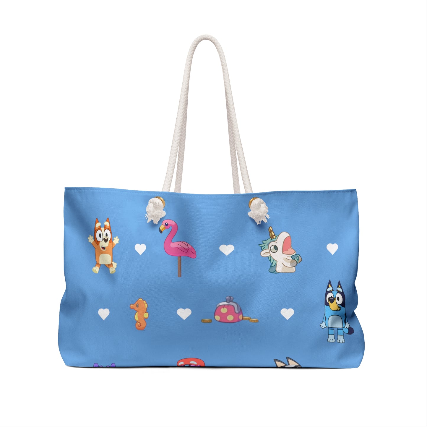 Bluey Heeler Weekender Bag, Bluey and Bingo Themed Tote, Bluey Bag, Bingo Overnighter, Bingo and Bluey Shoulder Bag