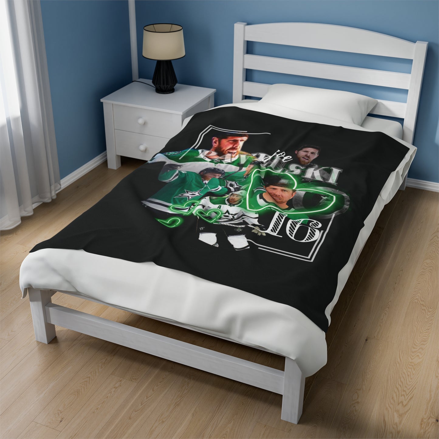 Dallas Hockey Fleece Blanket- velveteen Plush, valentines gift, Dallas Stars Blanket, Joe Pavelski Blanket