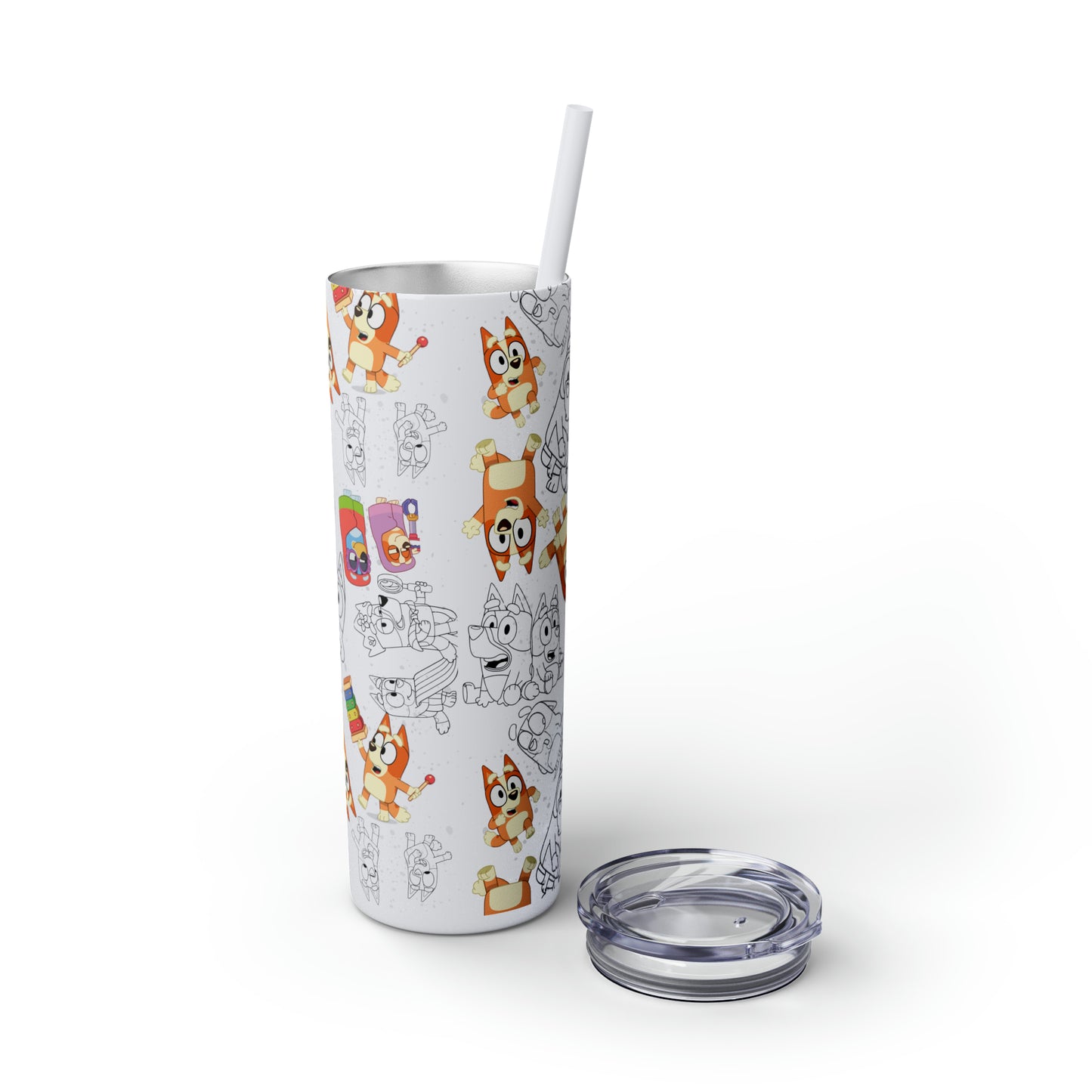 Bluey and Bingo Skinny Tumbler with Straw, 20oz, Bluey Tumbler, Bluey Water bottle, Bluey and Bingo To Go Cup