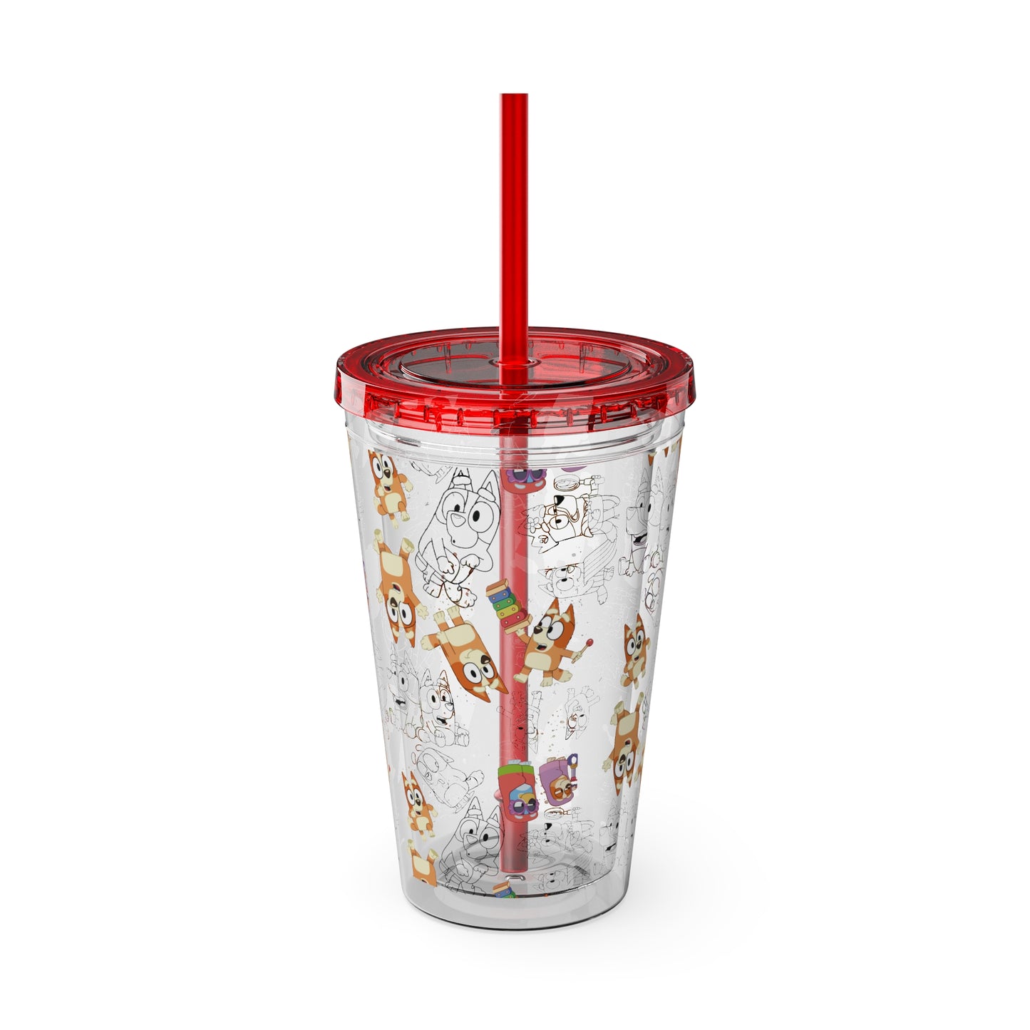 Bingo Sunsplash Tumbler with Straw, 16oz, Bluey Kids Cup, Bingo Kids Tumbler, Bingo Summer Cup, Bluey Summer Tumbler