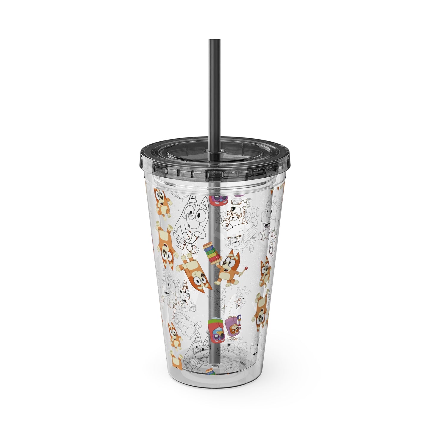 Bingo Sunsplash Tumbler with Straw, 16oz, Bluey Kids Cup, Bingo Kids Tumbler, Bingo Summer Cup, Bluey Summer Tumbler