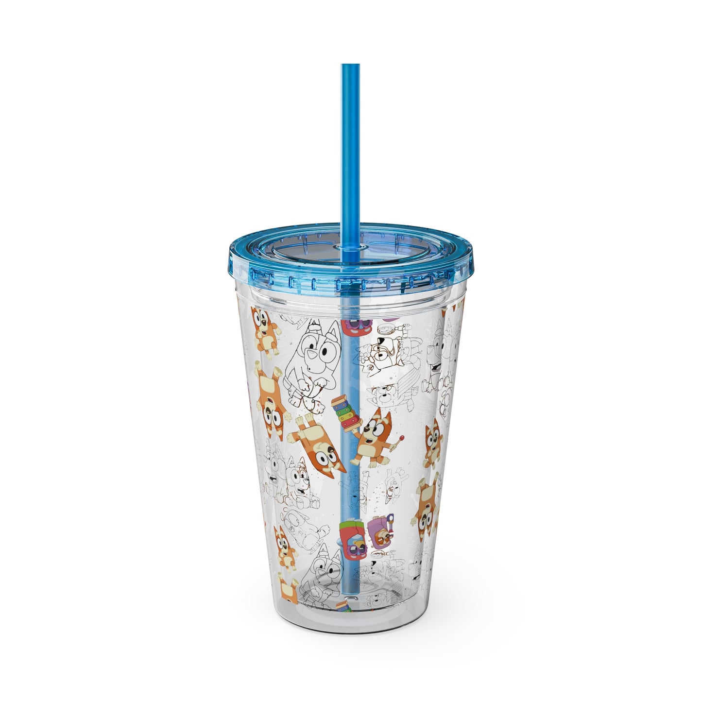 Bingo Sunsplash Tumbler with Straw, 16oz, Bluey Kids Cup, Bingo Kids Tumbler, Bingo Summer Cup, Bluey Summer Tumbler