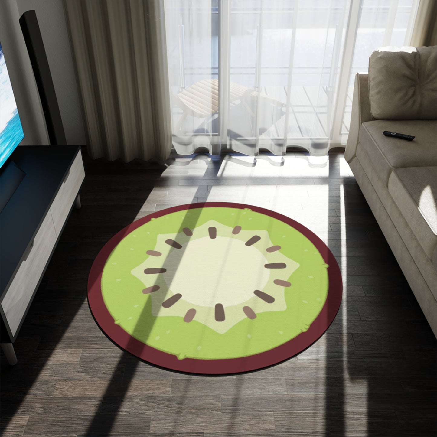 Bluey Kiwi Round Rug, Bingo Kiwi Rug, Bluey Heeler Family Kiwi Rug, Bluey Kiwi Playroom Rug