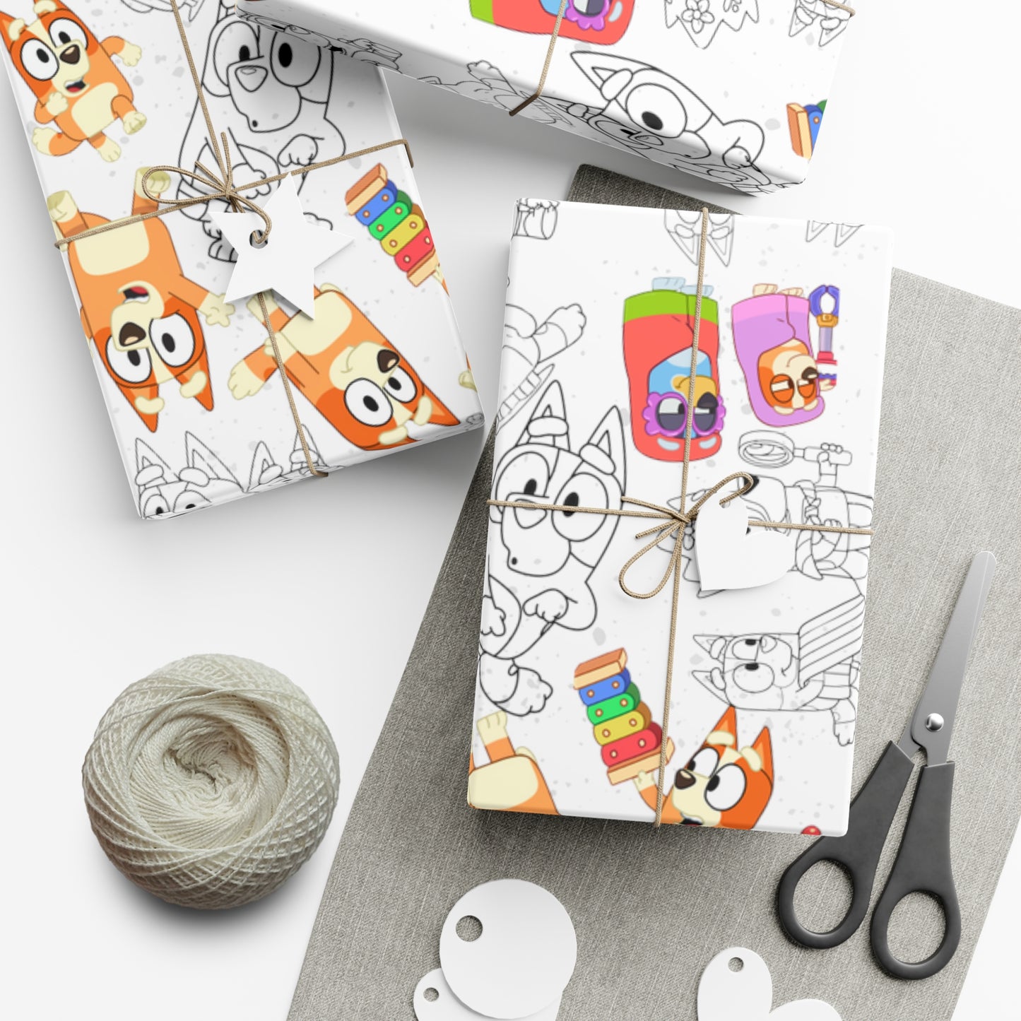 Bluey and Bingo Gift Wrap Papers, Bluey and Bingo Birthday Present Wrap, Bluey and Bingo Christmas Wrapping Paper