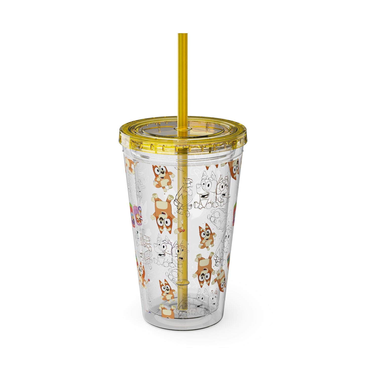 Bingo Sunsplash Tumbler with Straw, 16oz, Bluey Kids Cup, Bingo Kids Tumbler, Bingo Summer Cup, Bluey Summer Tumbler