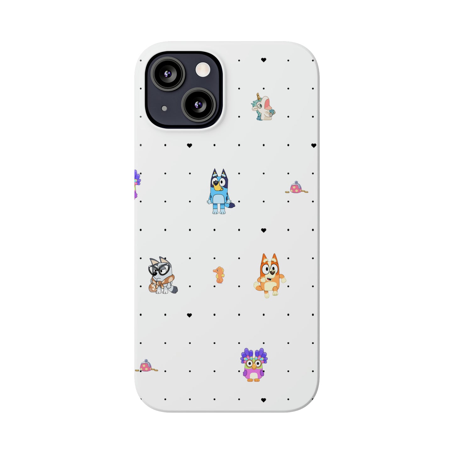 Chicc Bluey and Bingo Phone Case, iPhone Bluey Characters, Muffin Grannies Unicorse Phone Case