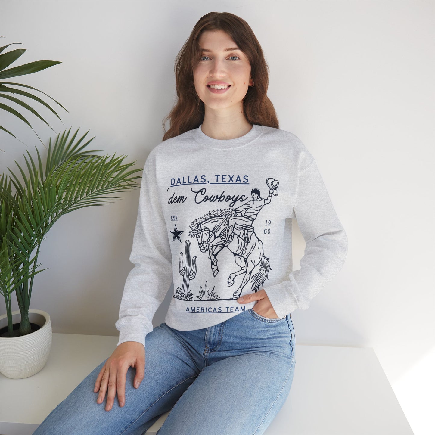 Original Vintage Cowboys Sweatshirt, Cowboys Cowgirls, Distressed Crewneck, Cowboys Western, Mascot, Men and Womens Sweatshirt, Unisex Fit