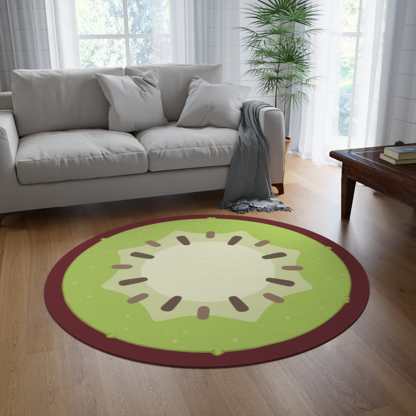 Bluey Kiwi Round Rug, Bingo Kiwi Rug, Bluey Heeler Family Kiwi Rug, Bluey Kiwi Playroom Rug