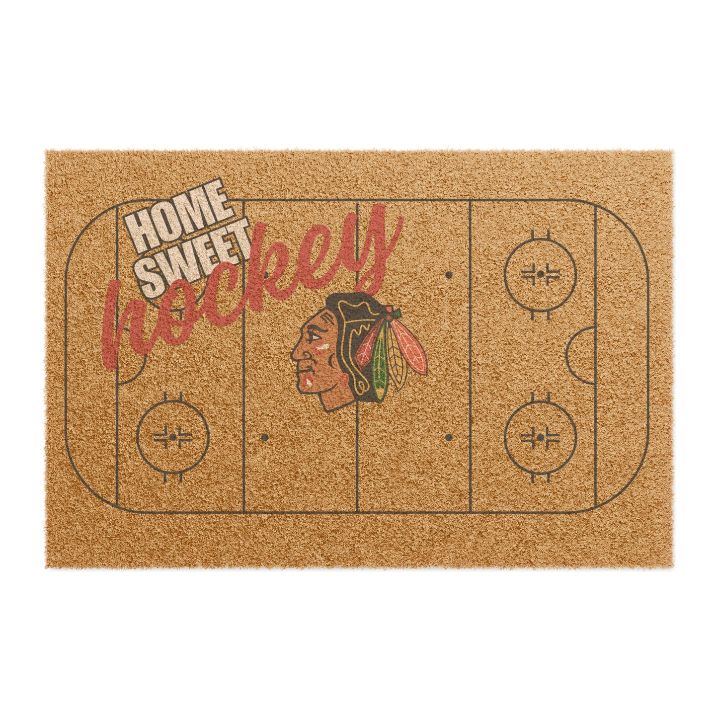 Home Sweet Home Hockey Doormat / Welcome Mat / Blackhawks Doormat / Chicago Doormat / Gift for Friend / Gift for Family