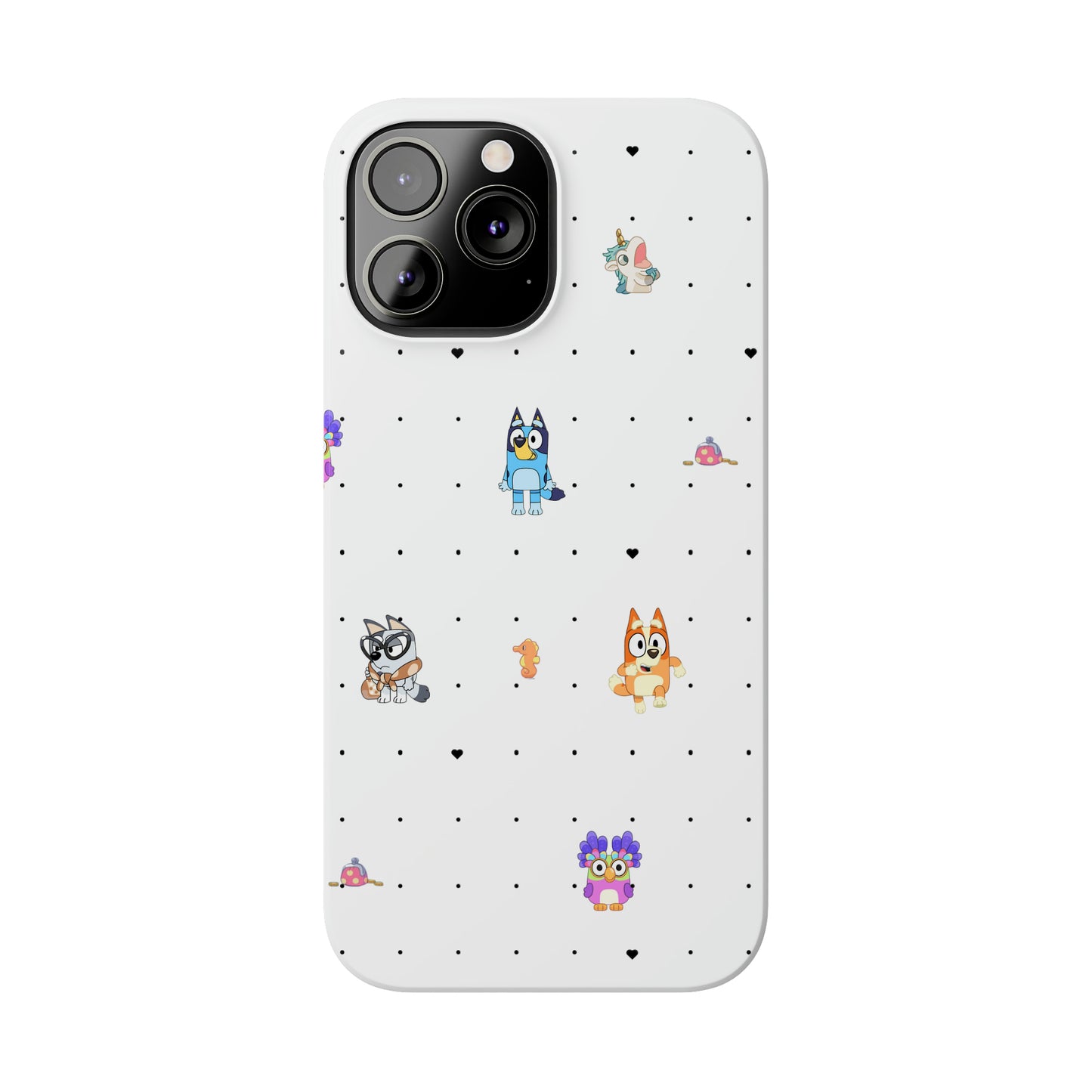 Chicc Bluey and Bingo Phone Case, iPhone Bluey Characters, Muffin Grannies Unicorse Phone Case