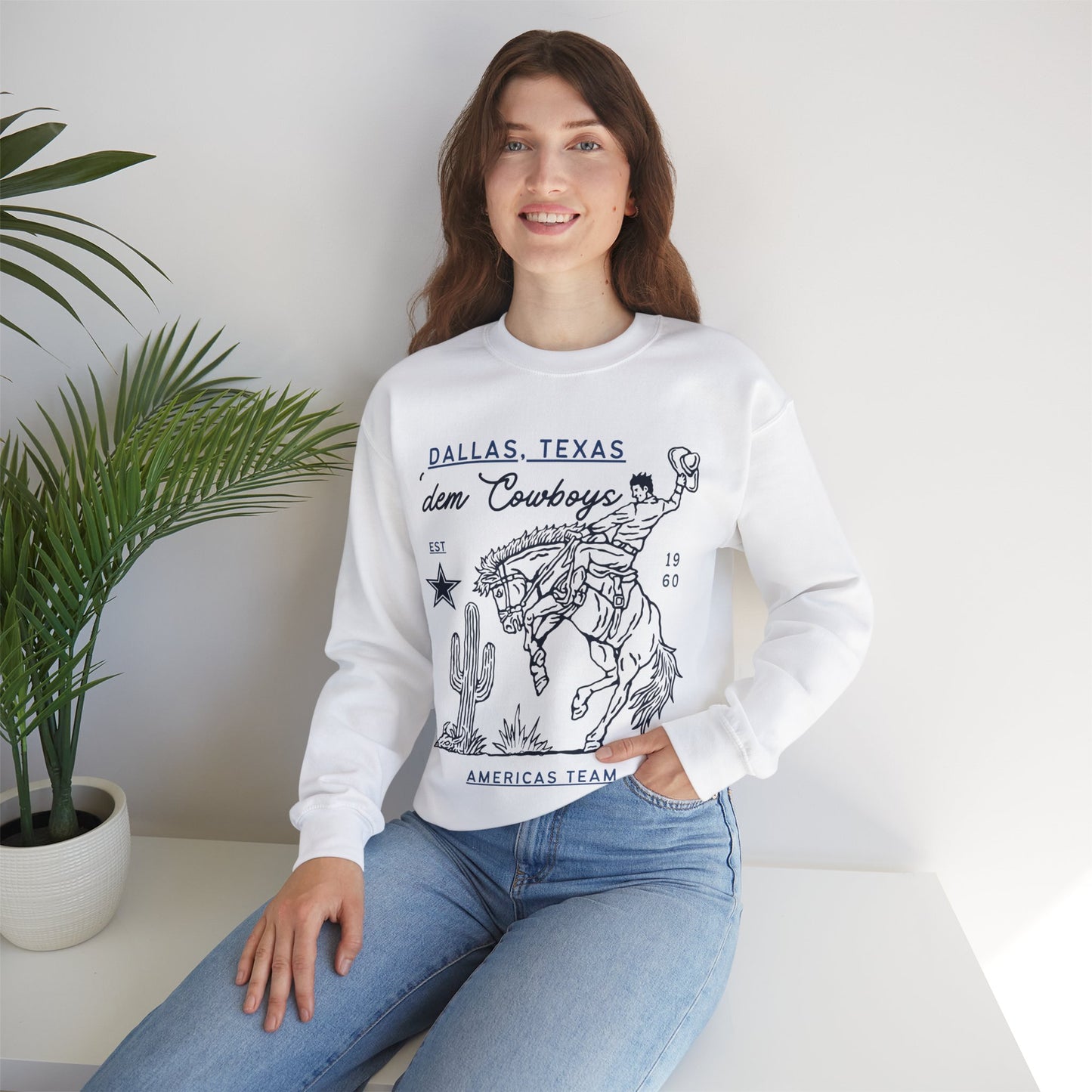 Original Vintage Cowboys Sweatshirt, Cowboys Cowgirls, Distressed Crewneck, Cowboys Western, Mascot, Men and Womens Sweatshirt, Unisex Fit