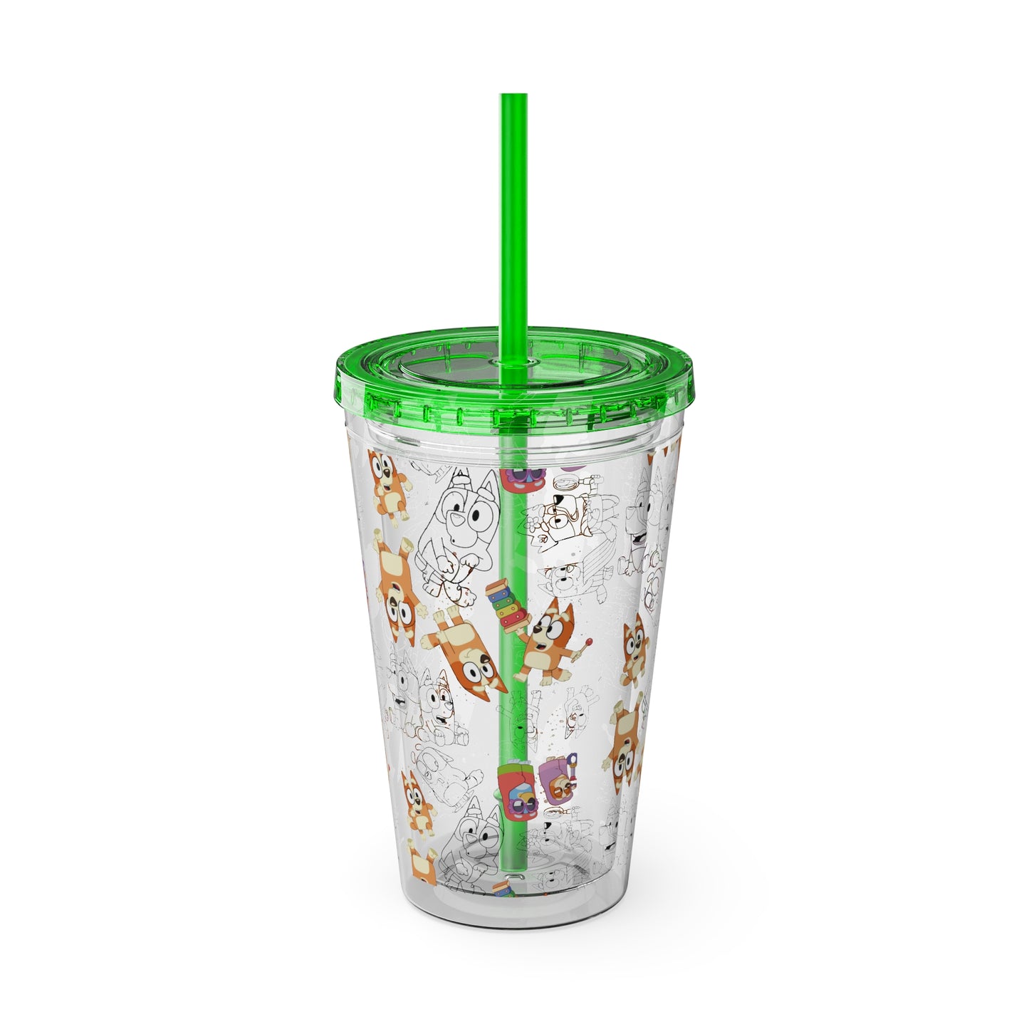 Bingo Sunsplash Tumbler with Straw, 16oz, Bluey Kids Cup, Bingo Kids Tumbler, Bingo Summer Cup, Bluey Summer Tumbler