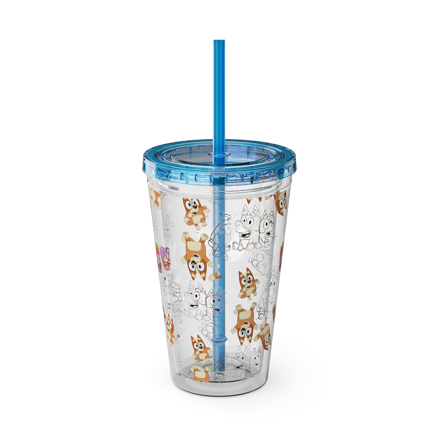 Bingo Sunsplash Tumbler with Straw, 16oz, Bluey Kids Cup, Bingo Kids Tumbler, Bingo Summer Cup, Bluey Summer Tumbler