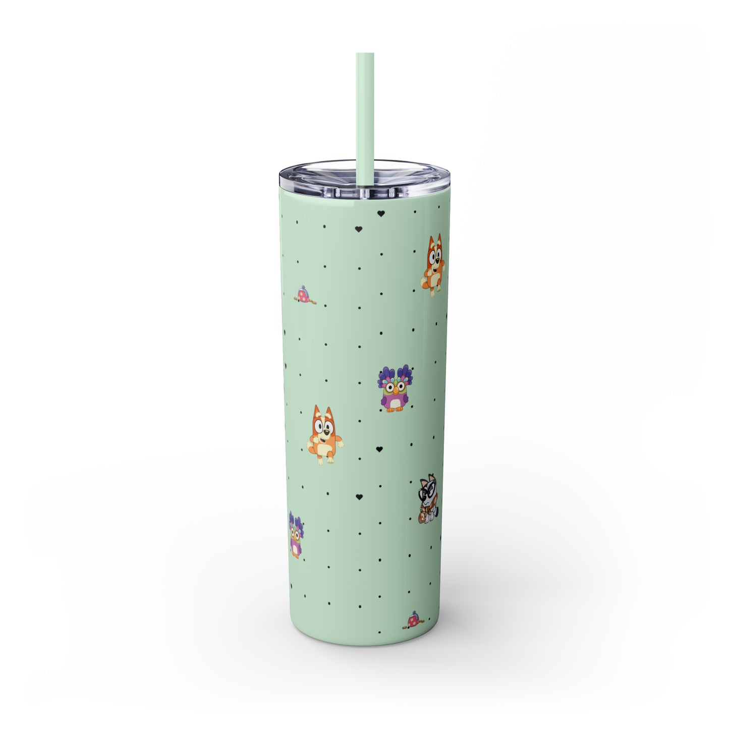 Chicc Bluey and Bingo Skinny Tumbler with Straw, 20oz, Bluey Tumbler, Bluey Water bottle, Bluey and Bingo To Go Cup