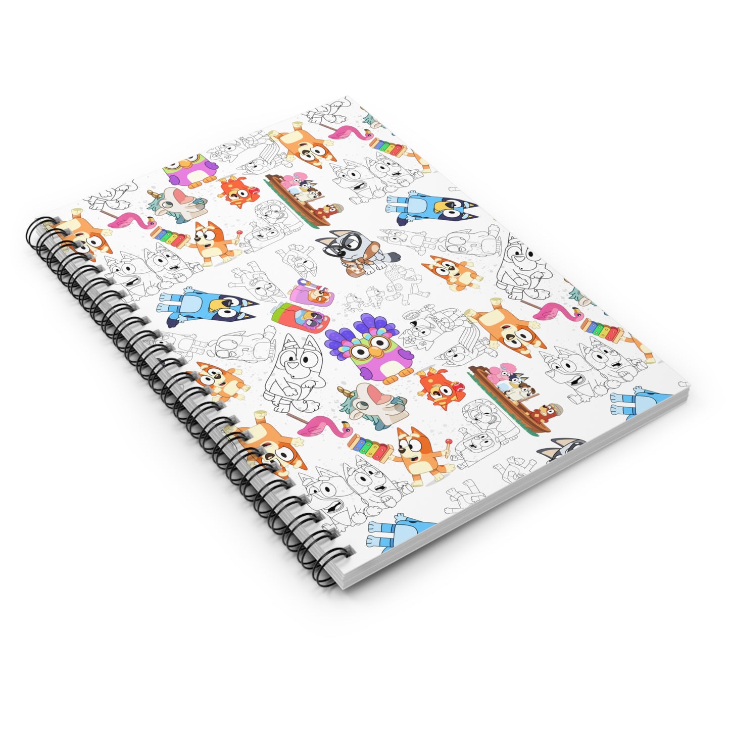 Bluey and Bingo Back To School, Janet and Rita School Supply, Bluey Themed Spiral Notebook - Ruled Line