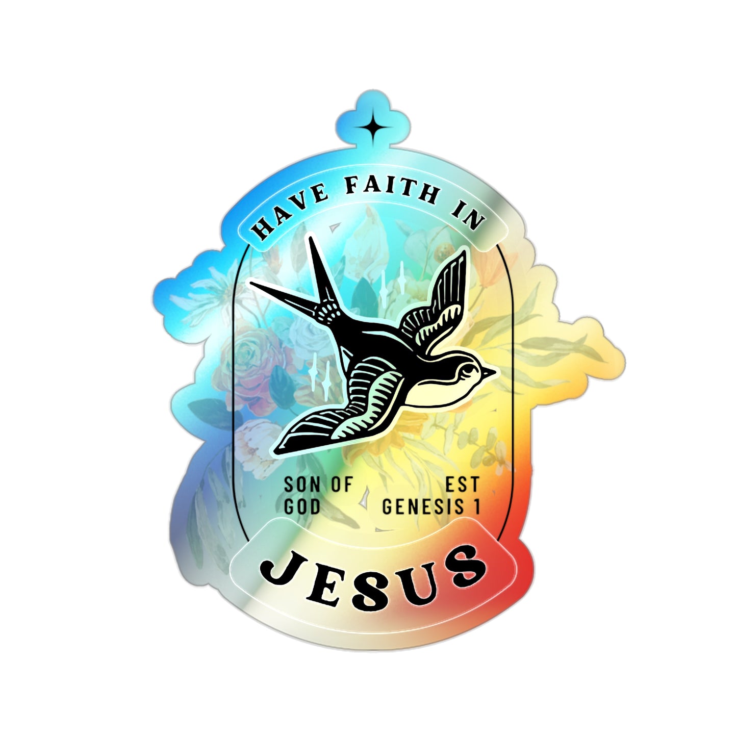 Bible Verses Sticker Holographic Minimalist, Christian Aesthetic Waterbottle Sticker, Jesus Saves Sticker, Vintage Tattoo Style