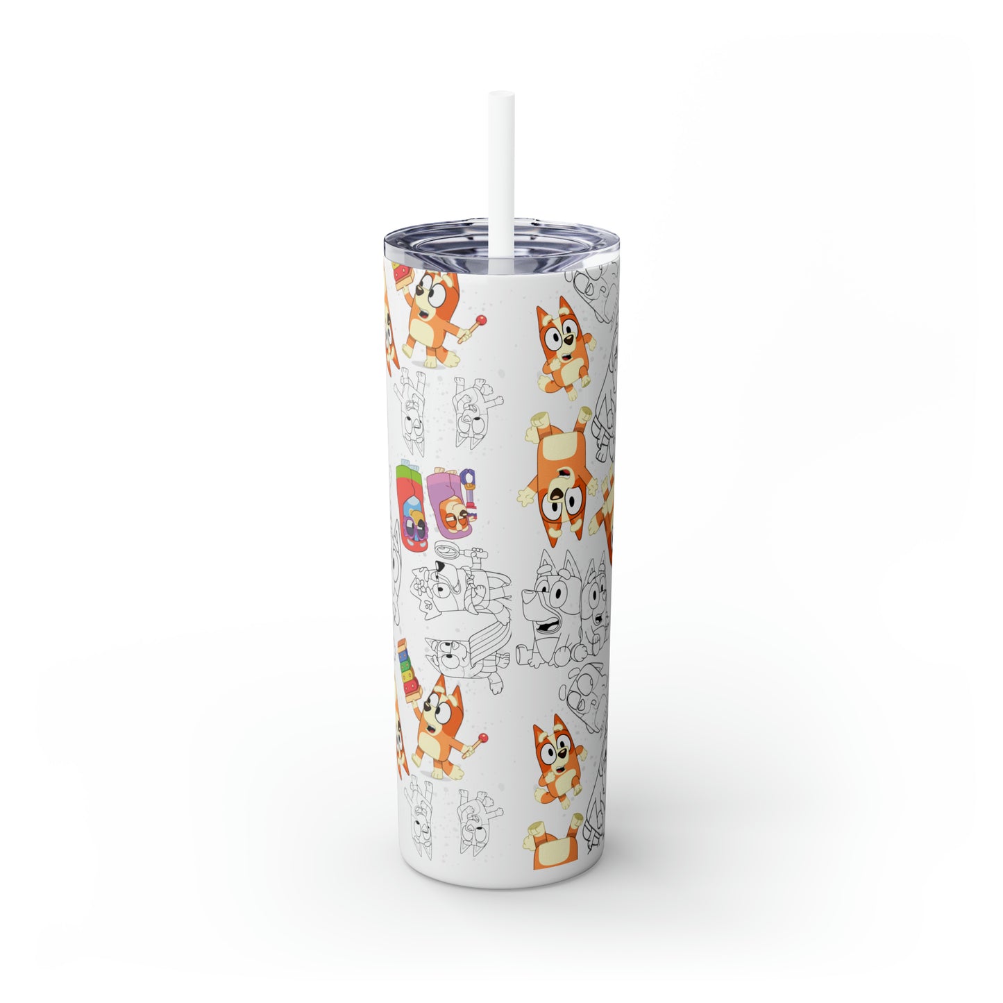 Bluey and Bingo Skinny Tumbler with Straw, 20oz, Bluey Tumbler, Bluey Water bottle, Bluey and Bingo To Go Cup