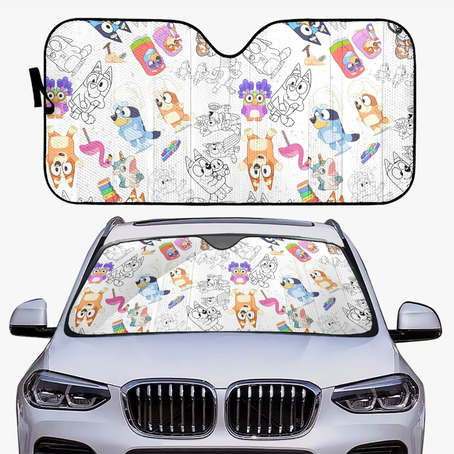 Bluey Bingo Janet Rita Grannies Car Windshield Sun Shade Unicorse