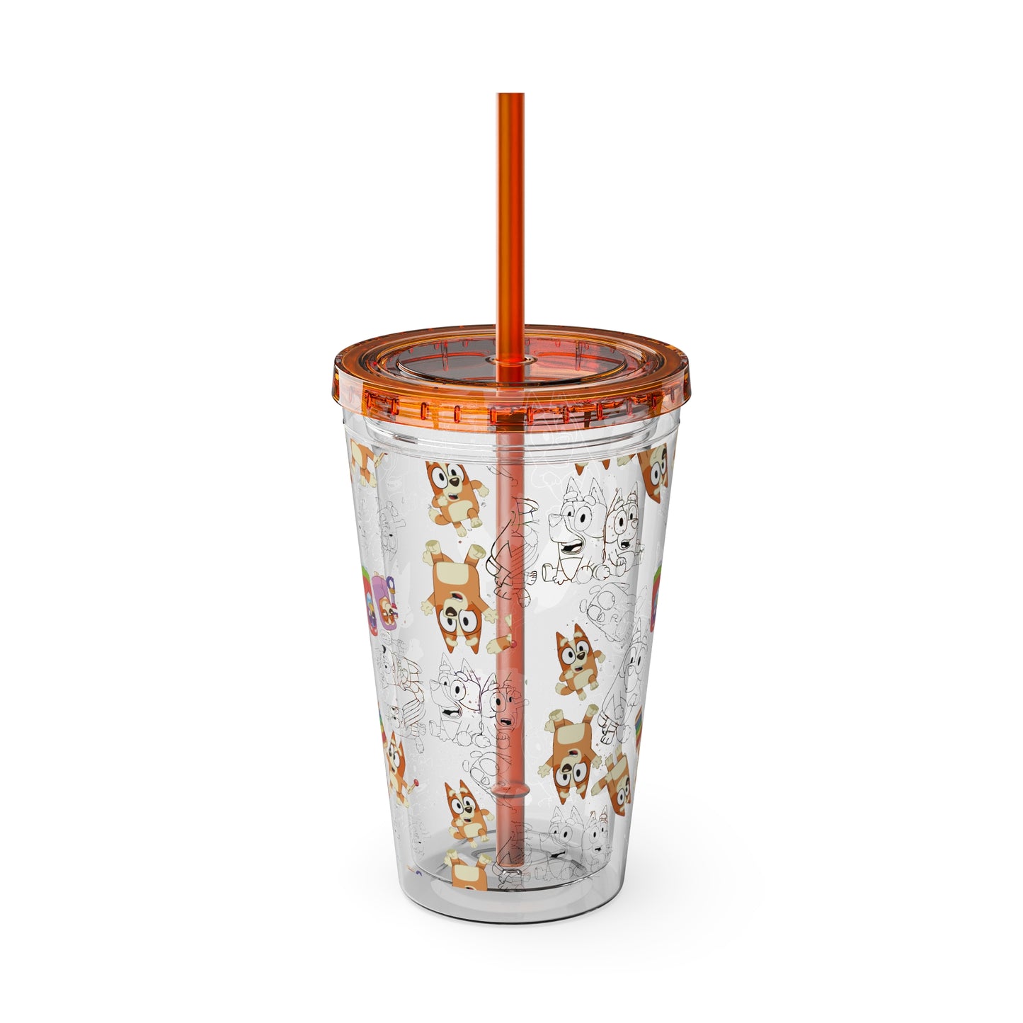 Bingo Sunsplash Tumbler with Straw, 16oz, Bluey Kids Cup, Bingo Kids Tumbler, Bingo Summer Cup, Bluey Summer Tumbler