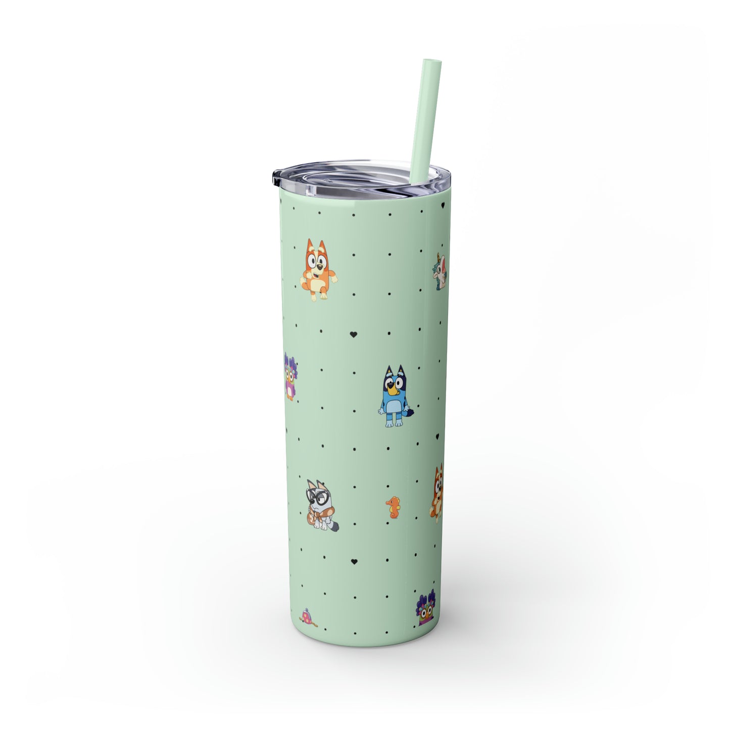 Chicc Bluey and Bingo Skinny Tumbler with Straw, 20oz, Bluey Tumbler, Bluey Water bottle, Bluey and Bingo To Go Cup