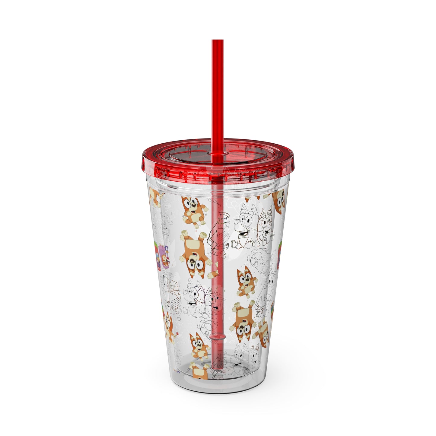 Bingo Sunsplash Tumbler with Straw, 16oz, Bluey Kids Cup, Bingo Kids Tumbler, Bingo Summer Cup, Bluey Summer Tumbler