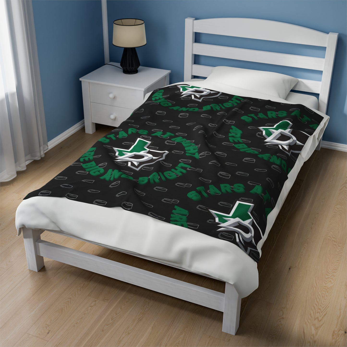 Dallas Stars Blanket, Jamie Benn NHL Blanket, Playoff Hockey Gear, Velveteen Plush Blanket, Hockey Fan Gifts, Stars at Night