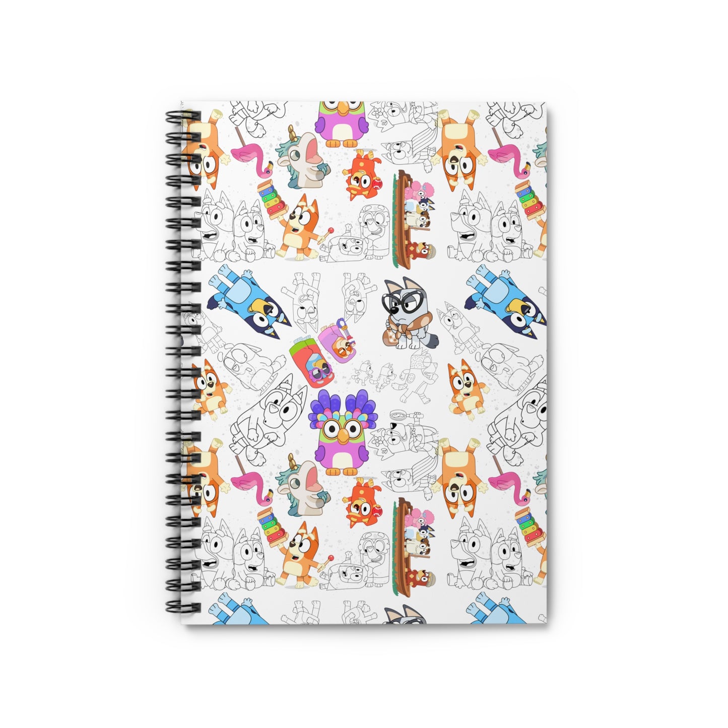 Bluey and Bingo Back To School, Janet and Rita School Supply, Bluey Themed Spiral Notebook - Ruled Line