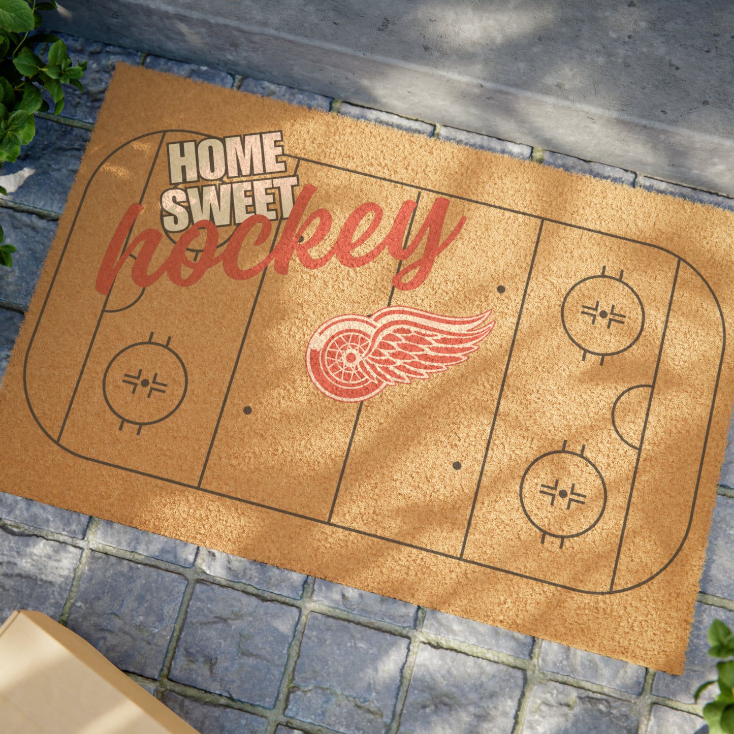 Home Sweet Hockey Doormat / Welcome Mat / Red Wings Doormat / Detroit Doormat / Gift for Friend / Gift for Family