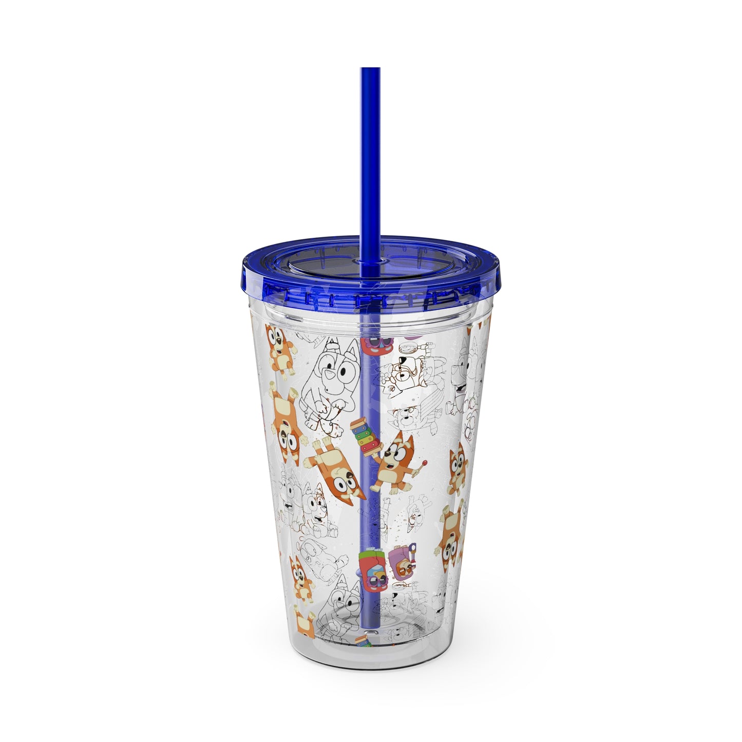 Bingo Sunsplash Tumbler with Straw, 16oz, Bluey Kids Cup, Bingo Kids Tumbler, Bingo Summer Cup, Bluey Summer Tumbler