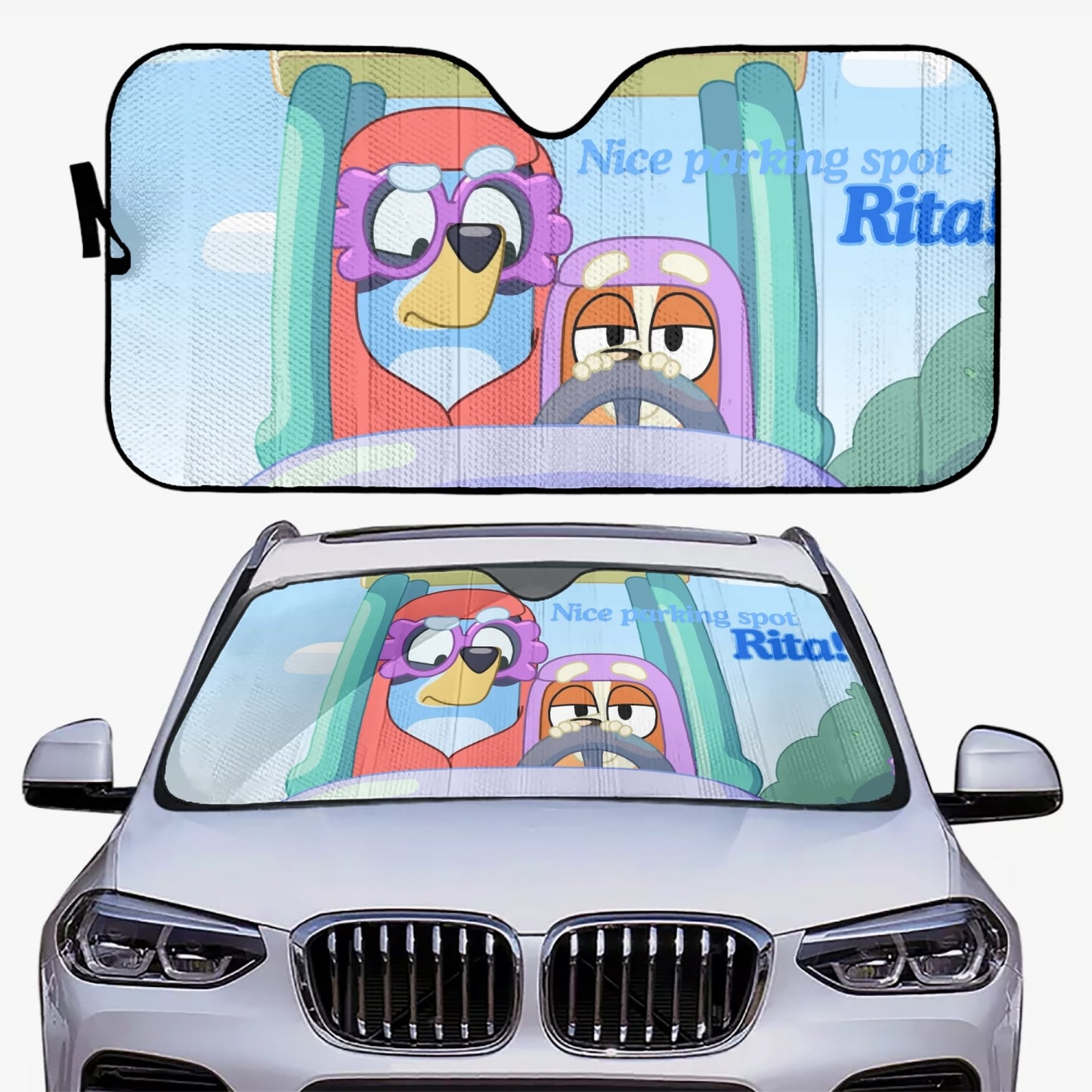 Bluey Bingo Grannies Car Shade Janet Rita Car Sun Shade Here come the Grannies