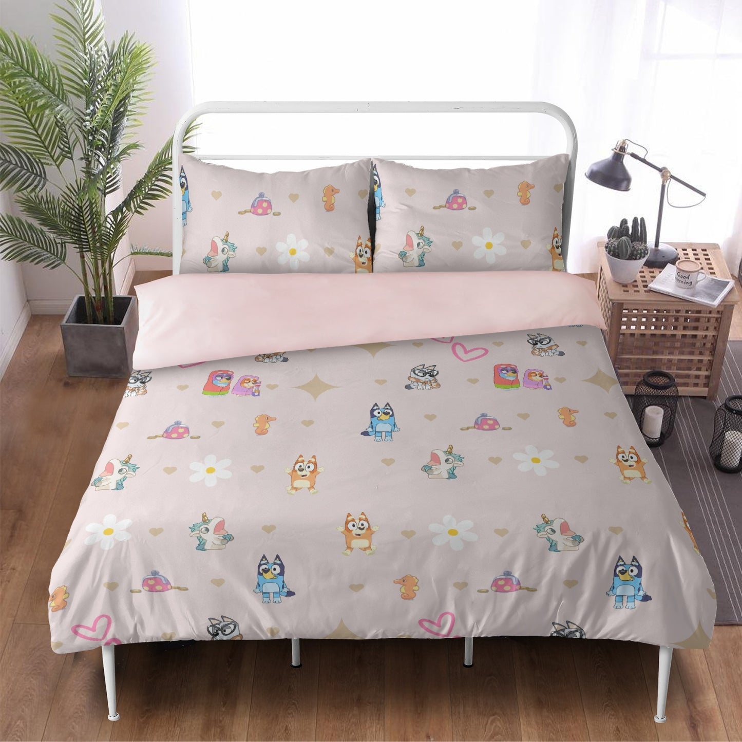 Bluey Grannies Bingo Bed Sheets Bluey Pillowcase  3in1 Polyester Bedding Set Muffin