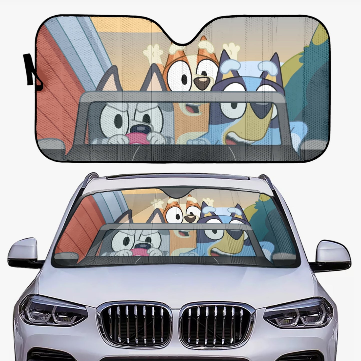 Bluey Bingo Muffin Pizza Girls Car Windshield Sun Shade Janet Rita Grannies